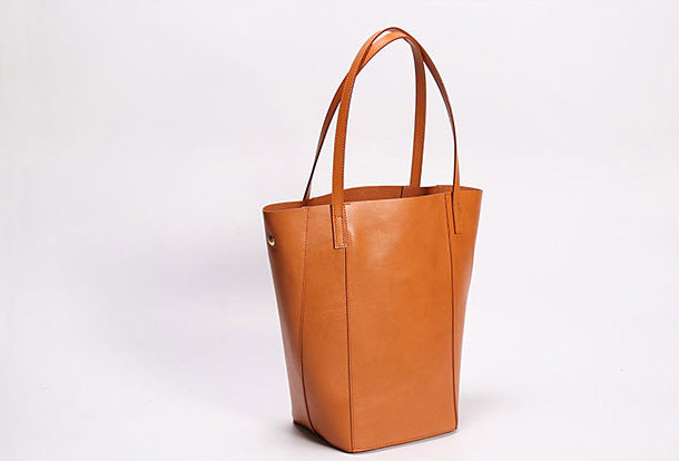 Handmade Leather Tote Purse Bucket Bag Handbag Shoulder Bag Large for