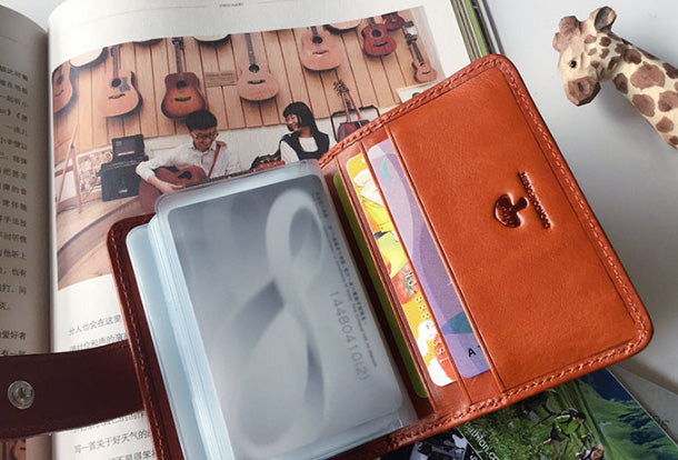 Genuine Leather Cute billfold Slim Multi Wallet Card Holder Wallet Pur