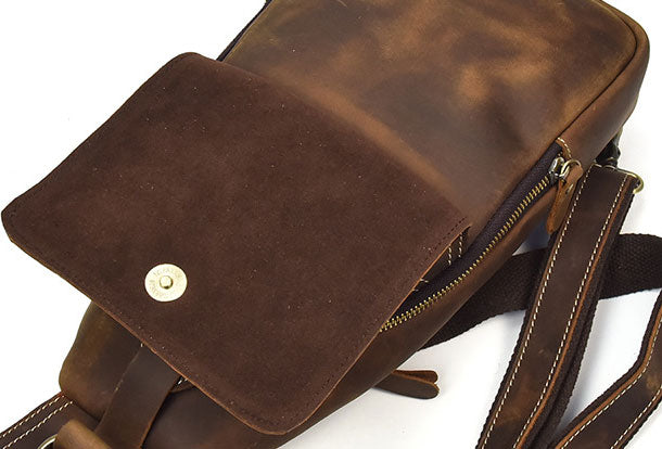 Cool Mens Leather Chest Bags Sling Bag Sling pack Shoulder sling bag F
