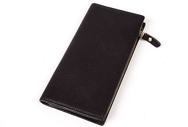 Genuine Leather Wallet Clutch Zip Cards Wallet Long Wallet Befold Wall