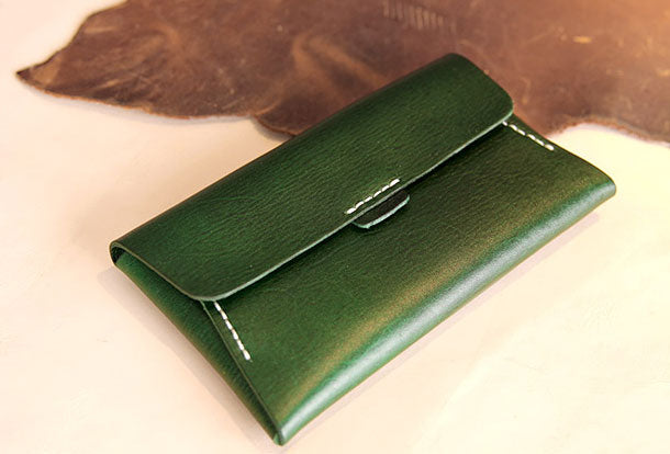 Handmade leather detachable clutch purse long wallet purse clutch wome