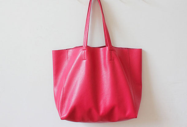 Handmade Vintage Leather Oversize Tote Bag Shoulder Bag Handbag For Wo