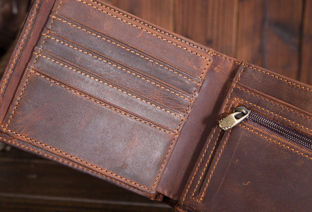 Handmade Genuine Leather Slim Wallet Bifold billfold Wallet Purse Bag