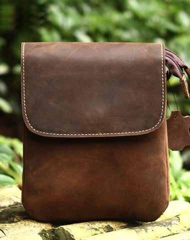 GENUINE LEATHER MENS COOL MESSENGER BAG IPAD BAG CHEST BAG BIKE BAG CYCLING EVELOPE CLUTH BAG FOR MEN