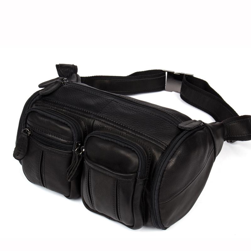 Black Leather Mens Fanny Pack Waist Bag Hip Pack Belt Bag Bumbag for M
