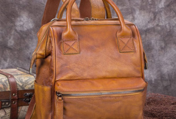 leather travel backpack purse