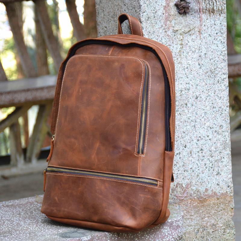 leather computer backpack mens