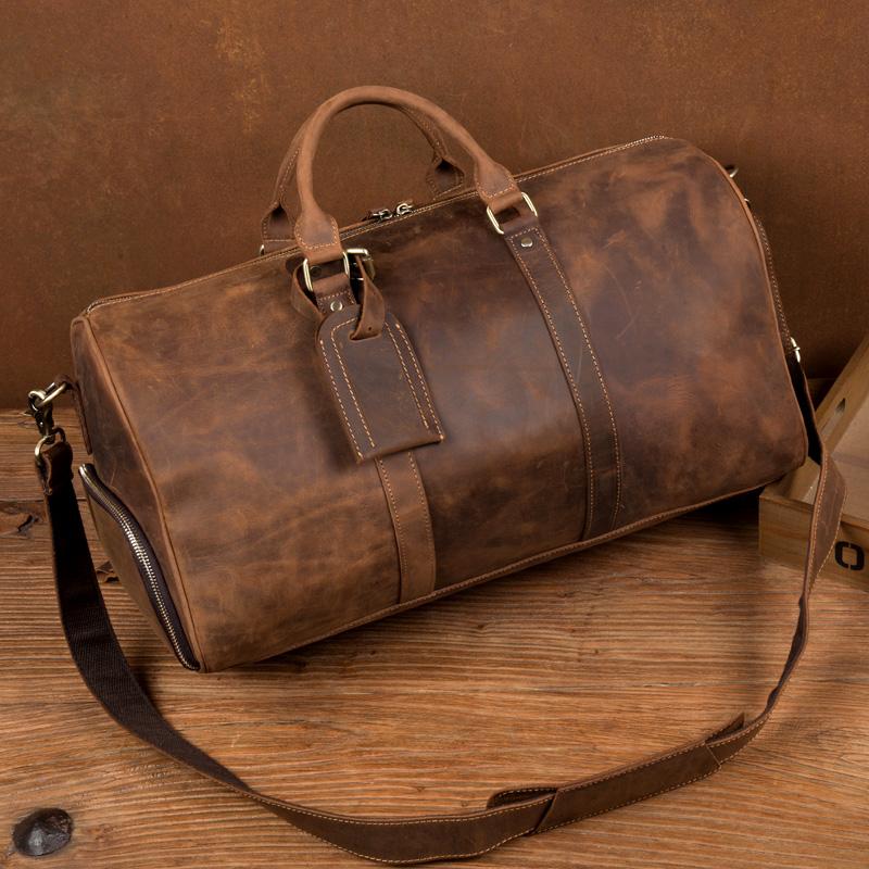 mens leather travel shoulder bag