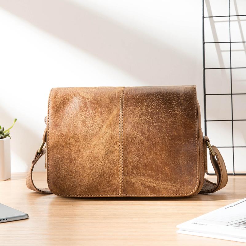 camel leather messenger bag