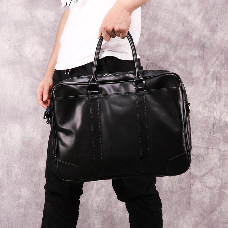 mens black leather work bag