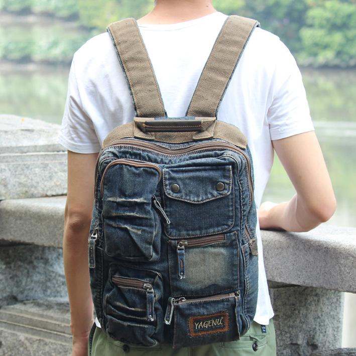 denim school backpack