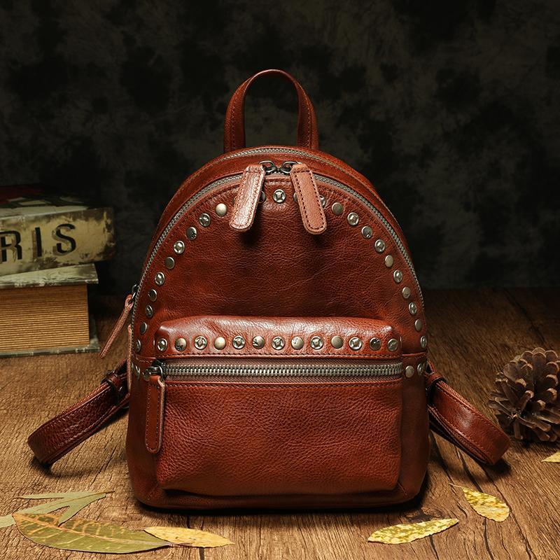 small leather rucksack handbag