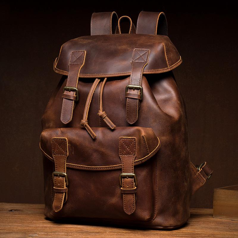 leather computer backpack mens