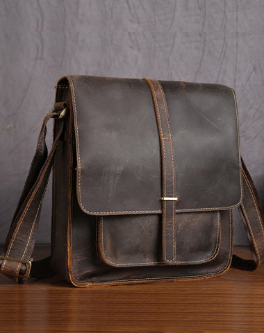 Cool Leather Small Messenger Bag Vintage Small Shoulder Bag Crossbody