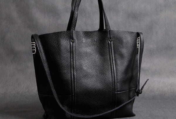 Handmade Leather black tote bag for women leather shoulder bag handbag ...
