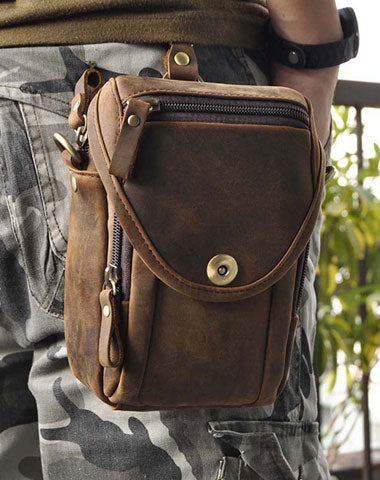 Leather Cell Phone Holster Belt Pouch for Men Waist Bags BELT BAG Shou