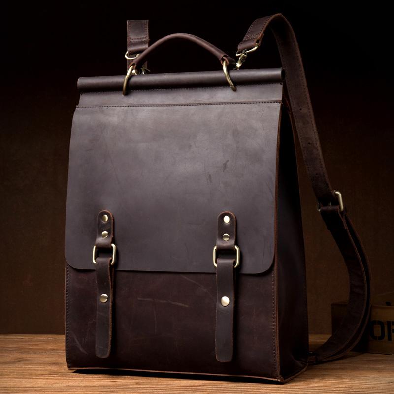 mens leather satchel backpack