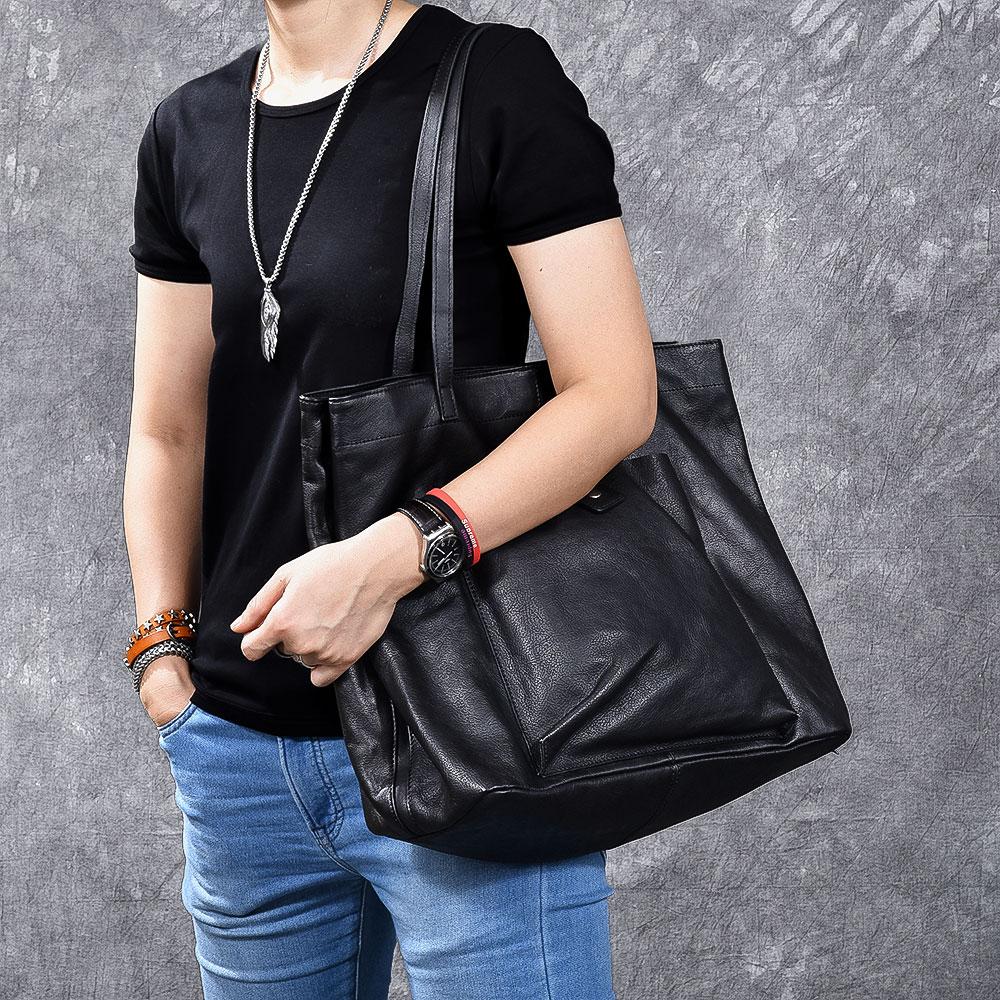 mens black tote bag