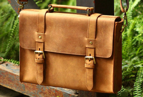 Handmade Leather Mens Cool Messenger Bag Briefcase Square Bag Chest Ba