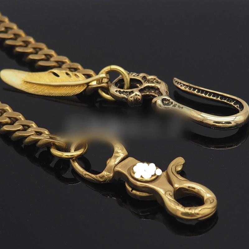Cool Skull Mens Brass Wallet Chain Key Chain Wallet Gold Chain Pants C