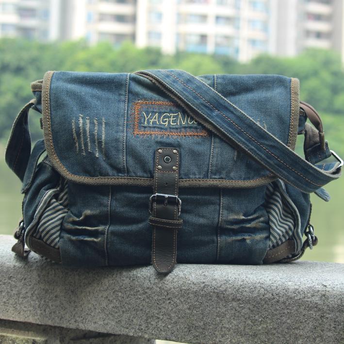 mens blue messenger bag