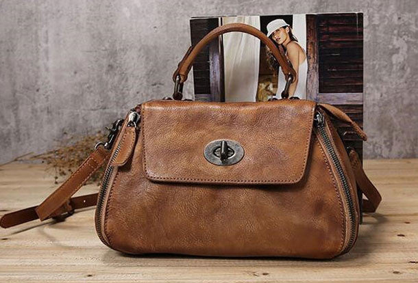 Handmade Leather handbag purse doctor bag shoulder bag for women leath