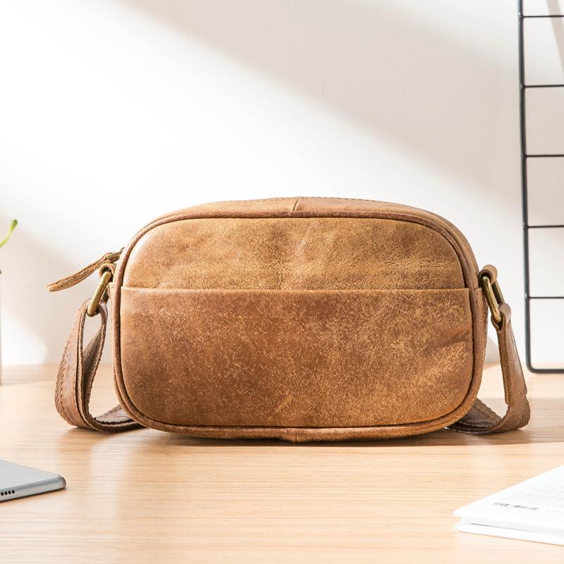 camel leather messenger bag