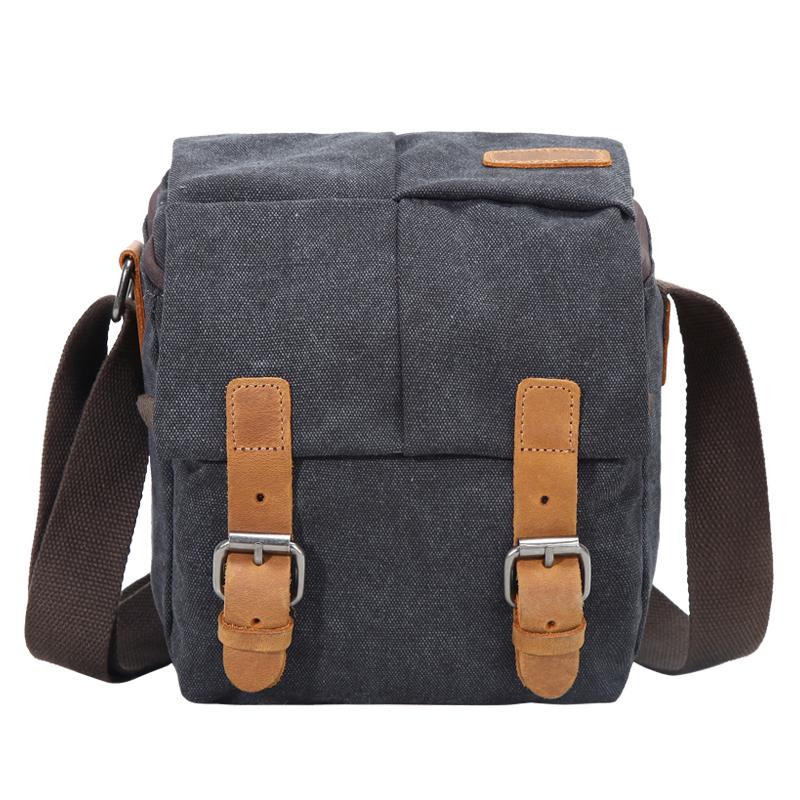 Brown CANVAS WATERPROOF MENS Small Side CAMERA Bag LARGE NIKON CAMERA