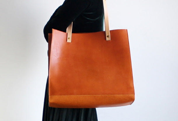 handmade leather tote