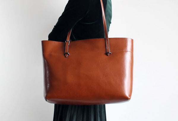 Brown Womens Leather Tote Purse Handbag Shoulder Bag Large Leather Sho