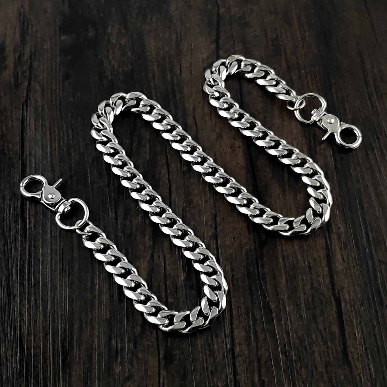 16'' SOLID STAINLESS STEEL BIKER SILVER WALLET CHAIN LONG PANTS CHAIN