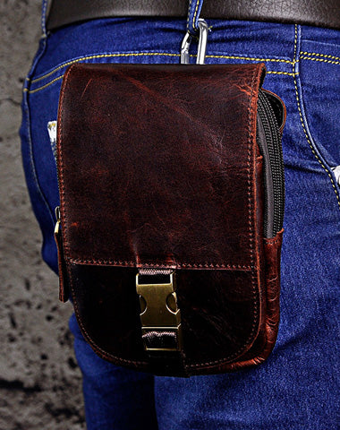 Vintage Leather Cigarette Case Belt Pouch for Men Waist Bags BELT BAG