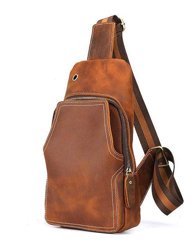 Cool Mens Leather Chest Bags Sling Bags Sling pack Shoulder sling bag