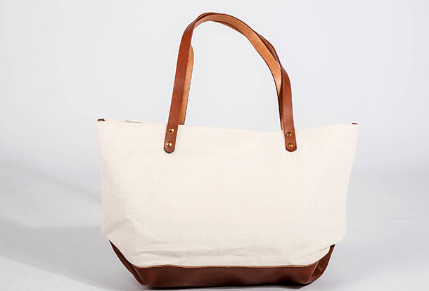 Handmade Genuine Leather Canvas Handbag Tote Large Shopper Bag Purse H