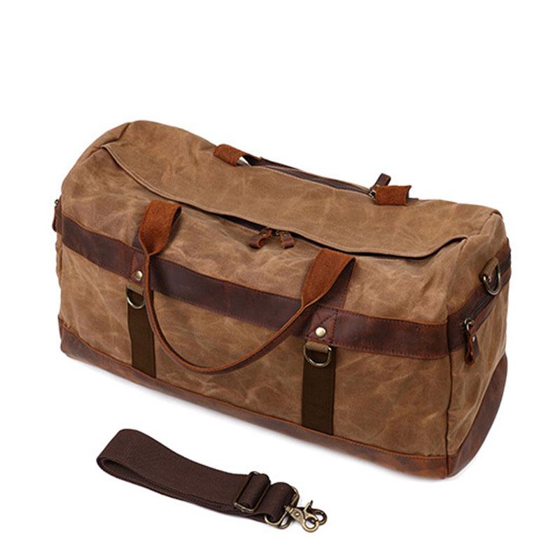 Mens Waxed Canvas Leather Weekender Bag Canvas Large Travel Bag for Me