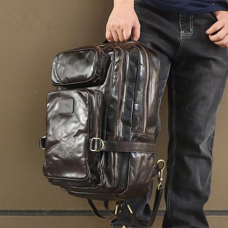 leather computer backpack mens