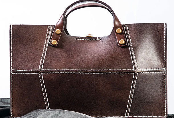 Genuine Leather Handmade Handbag Shoulder Bag Geometric Bag Purse For