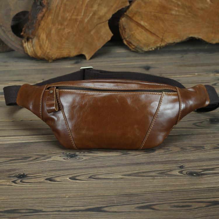 Brown MENS LEATHER FANNY PACK Coffee BUMBAG Vintage WAIST BAGS for Men