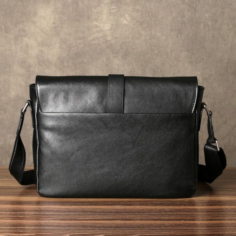 Black Leather Mens Cool Messenger Bag Shoulder Bag Bike Bag Shoulder B