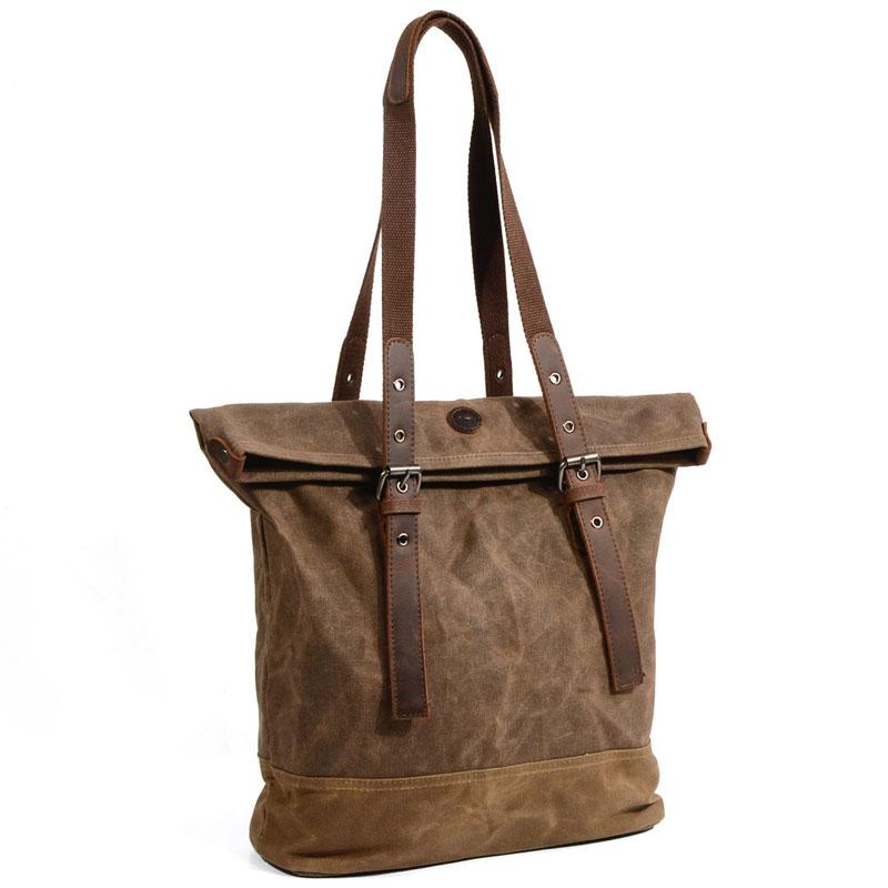 men's waxed canvas tote bag