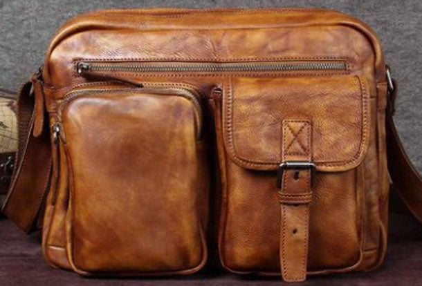 Genuine Leather Handbag Vintage Messenger Bag Crossbody Bag Shoulder B