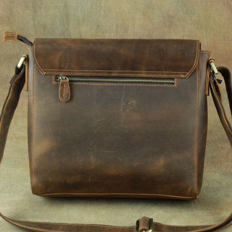Leather Brown Mens Vintage Small Side Bag Shoulder Bags Small Messenge