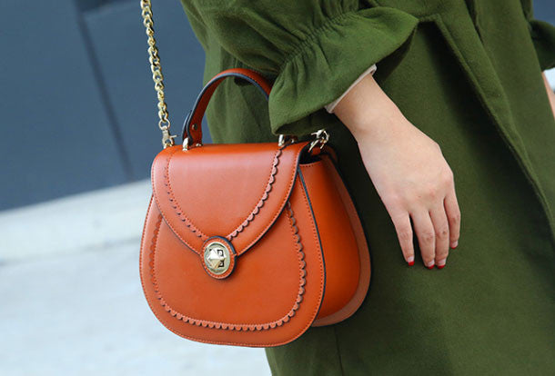 Genuine Leather round crossbodybag handbag shoulder bag for women leat