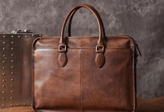 Handmade Cool leather mens Briefcases vintage laptop Briefcases Busine