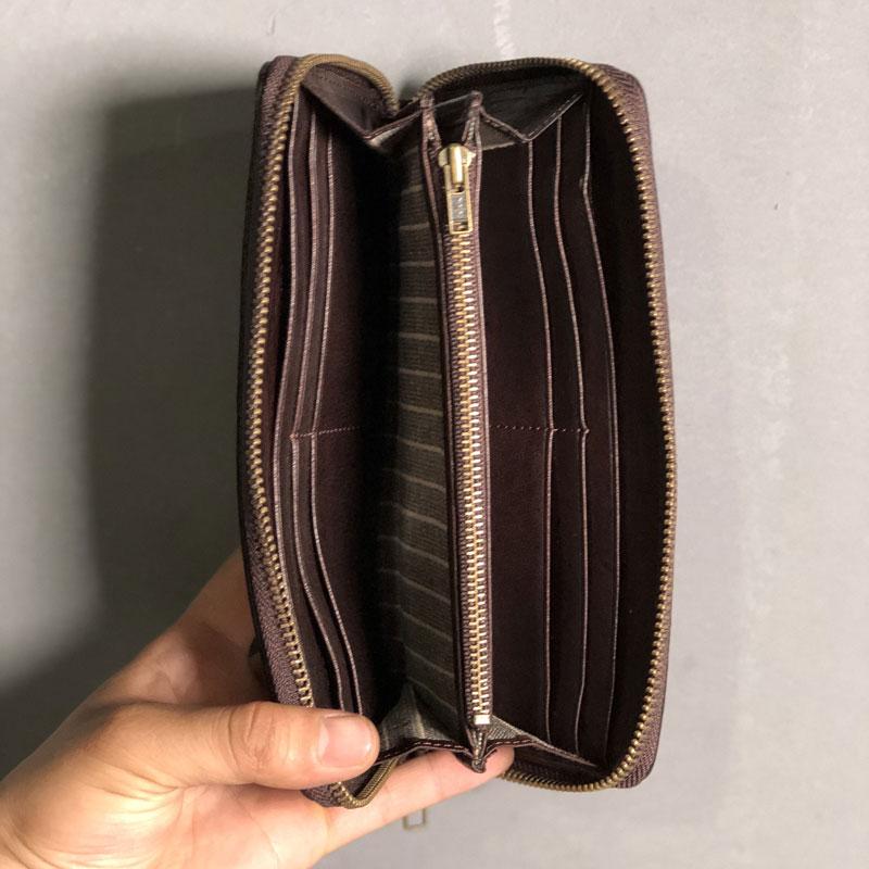 Genuine Leather Mens Cool Long Leather Phone Wallet Zipper Clutch Wall