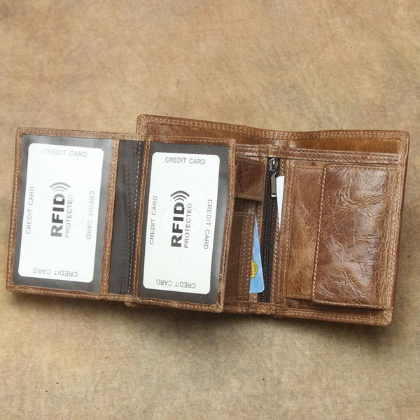 Cool Leather Mens Small Wallet billfold Bifold Wallet Front Pocket Wal