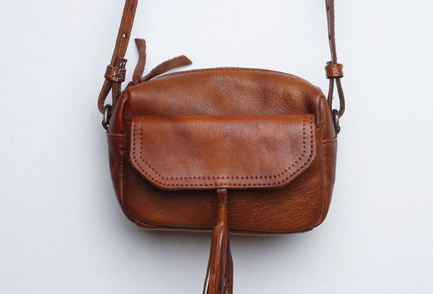 Genuine Leather Cute Tassels Crossbody Bag Shoulder Bag Women Girl Fas