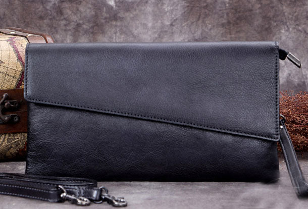 Genuine Leather Clutch Vintage Wristlet Wallet Crossbody Bag Shoulder