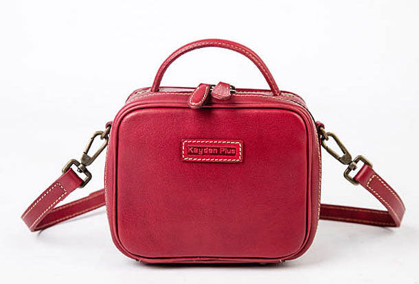 Genuine Leather Handbag Cube Box Crossbody Bag Shoulder Bag Purse For