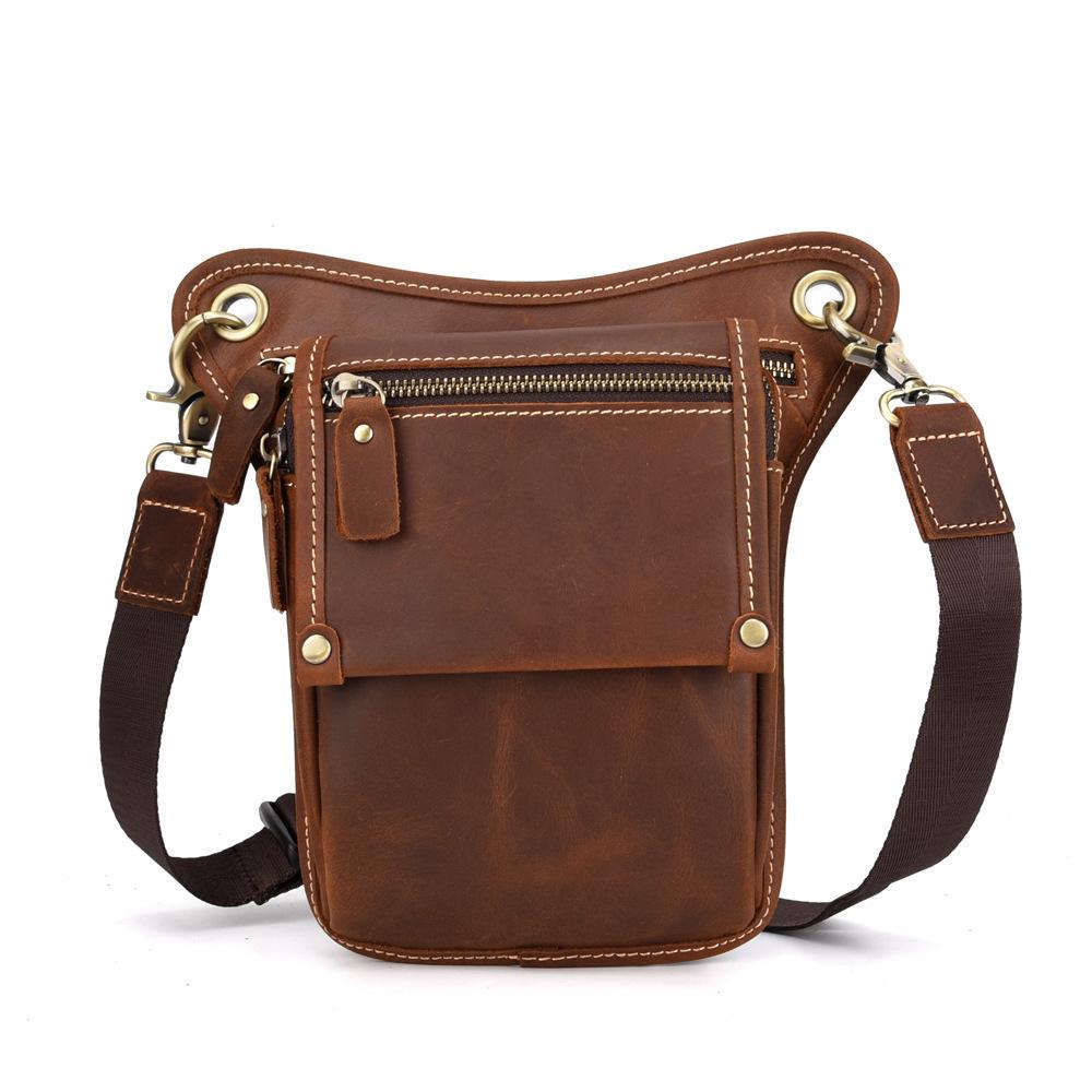 Cool Leather Men's Belt Pouch Waist Bag Small Side Bag Drop Leg Bag Fo